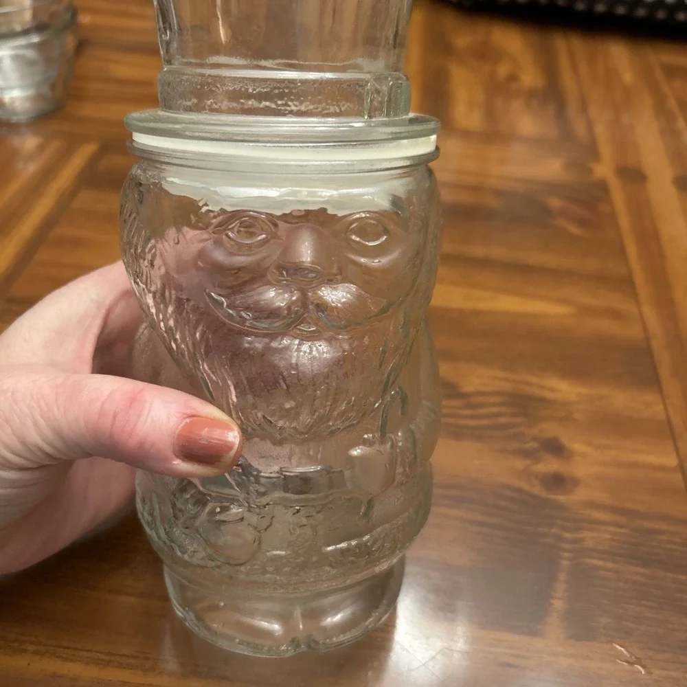 Vintage Glass Santa Candy Jar Marked Canada‎ 8 Inches